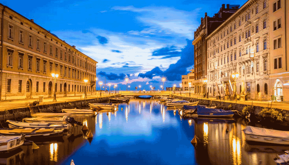 Canal grande in Trieste city center in Italy